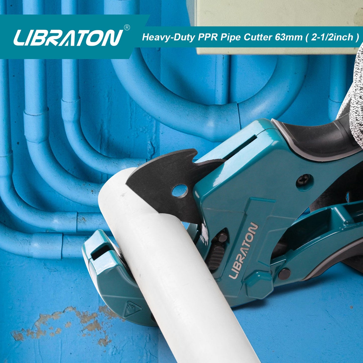 Libraton Heavy-Duty Ratchet Cutter – Up to 2-1/2", for PVC, PEX, PPR