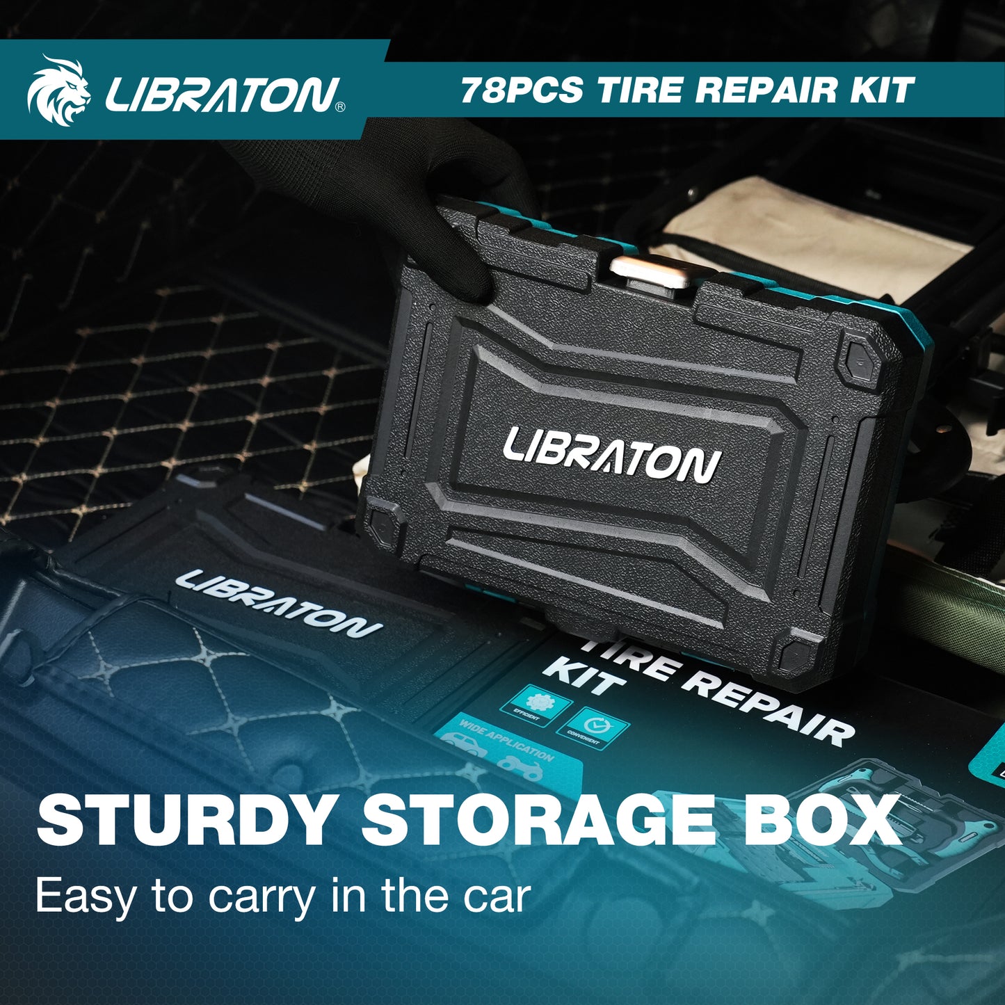 Libraton 78PCS Heavy-Duty Tire Repair Kit for Cars, Trucks, SUVs, ATVs & Motorcycles | Tubeless Tire Plug Kit