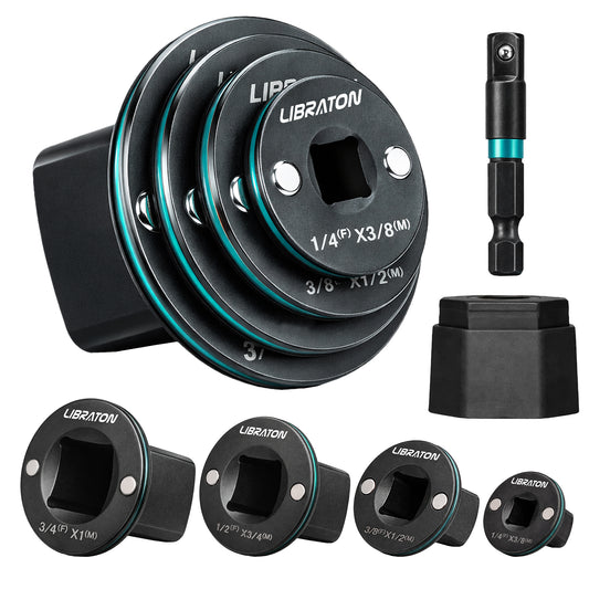 Libraton 5PCS Low Profile Impact Socket Adapter Set | Magnetic Drive Converter Kit for Tight Spaces