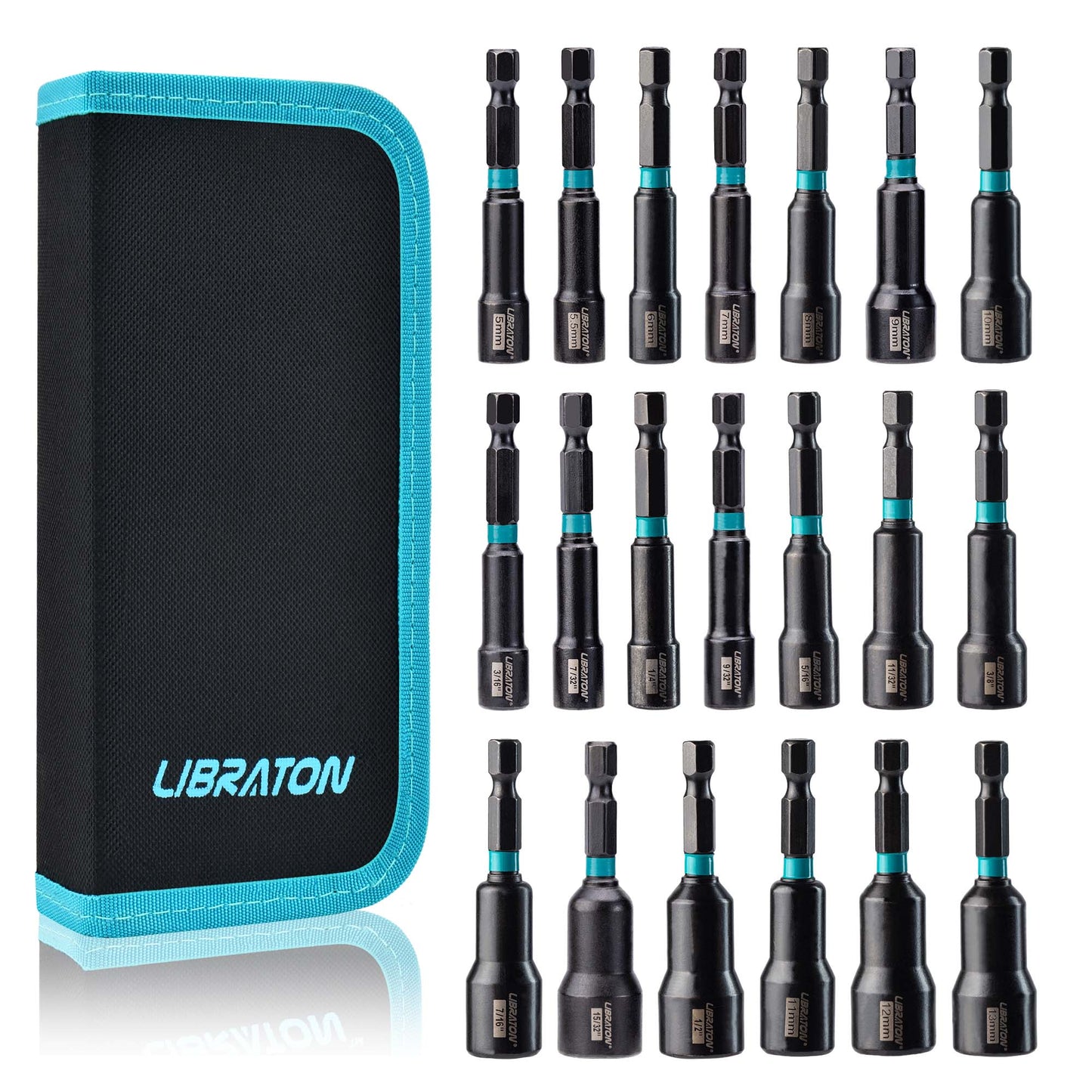Libraton 20PCS Magnetic Nut Driver Set, Impact Grade Metric & SAE Bit Set