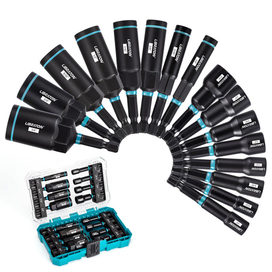 LIBRATON 16-Piece Magnetic Nut Driver Set, 1/4"-9/16" SAE&Metric, Car Repair Kit