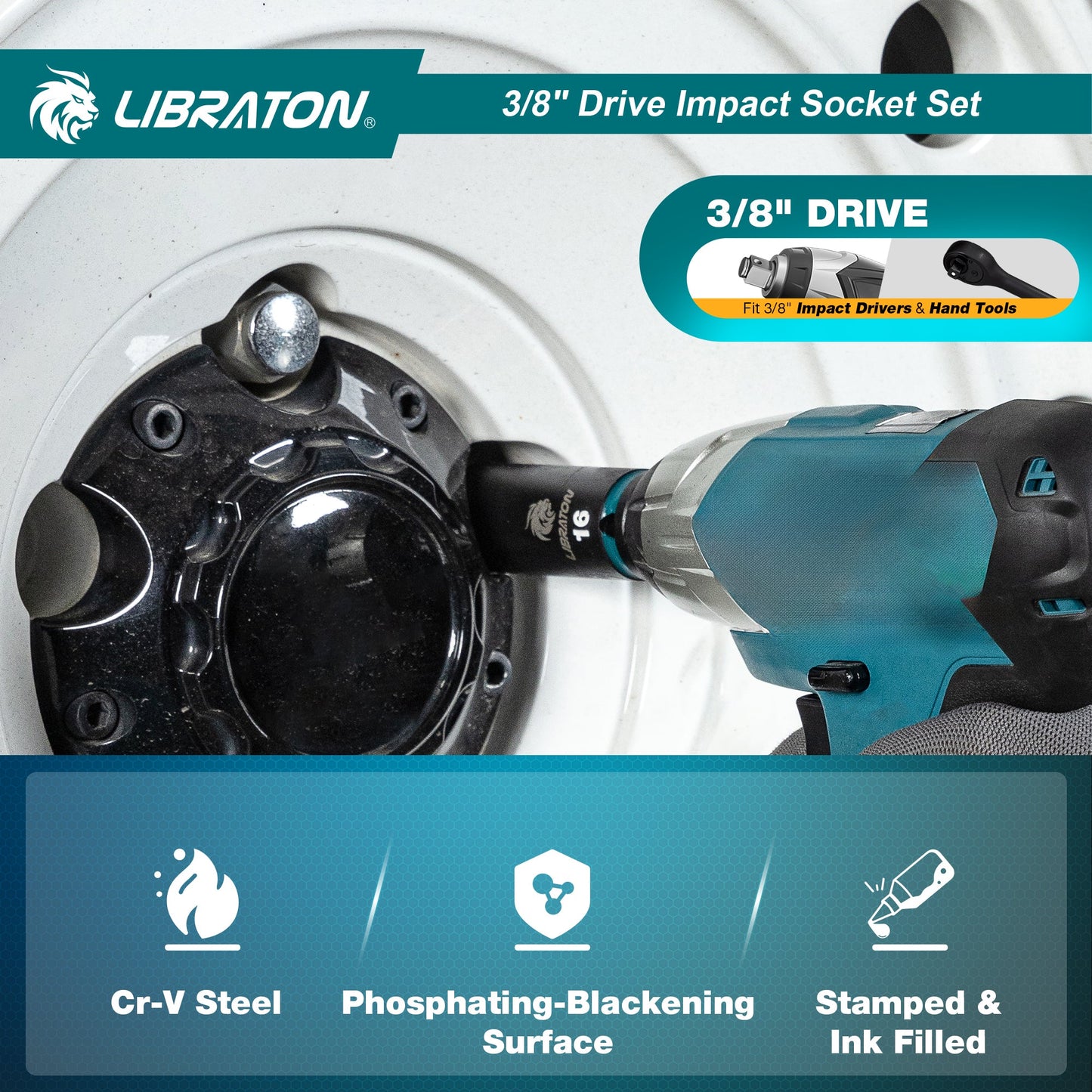 Libraton 90PCS 3/8" Drive Master Impact Socket & Ratchet Set