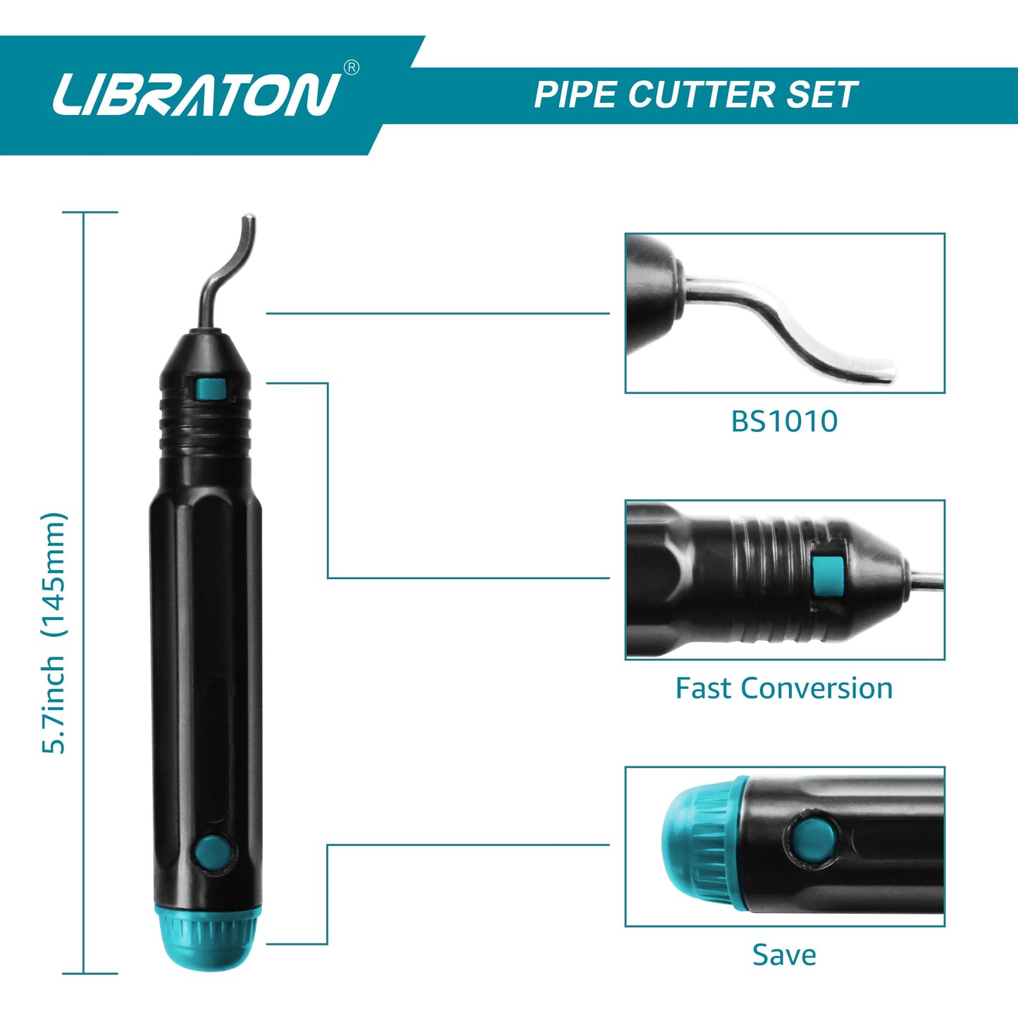 Libraton Pipe Cutter – 3/16"–2", Copper & Thin Steel, with Deburrer