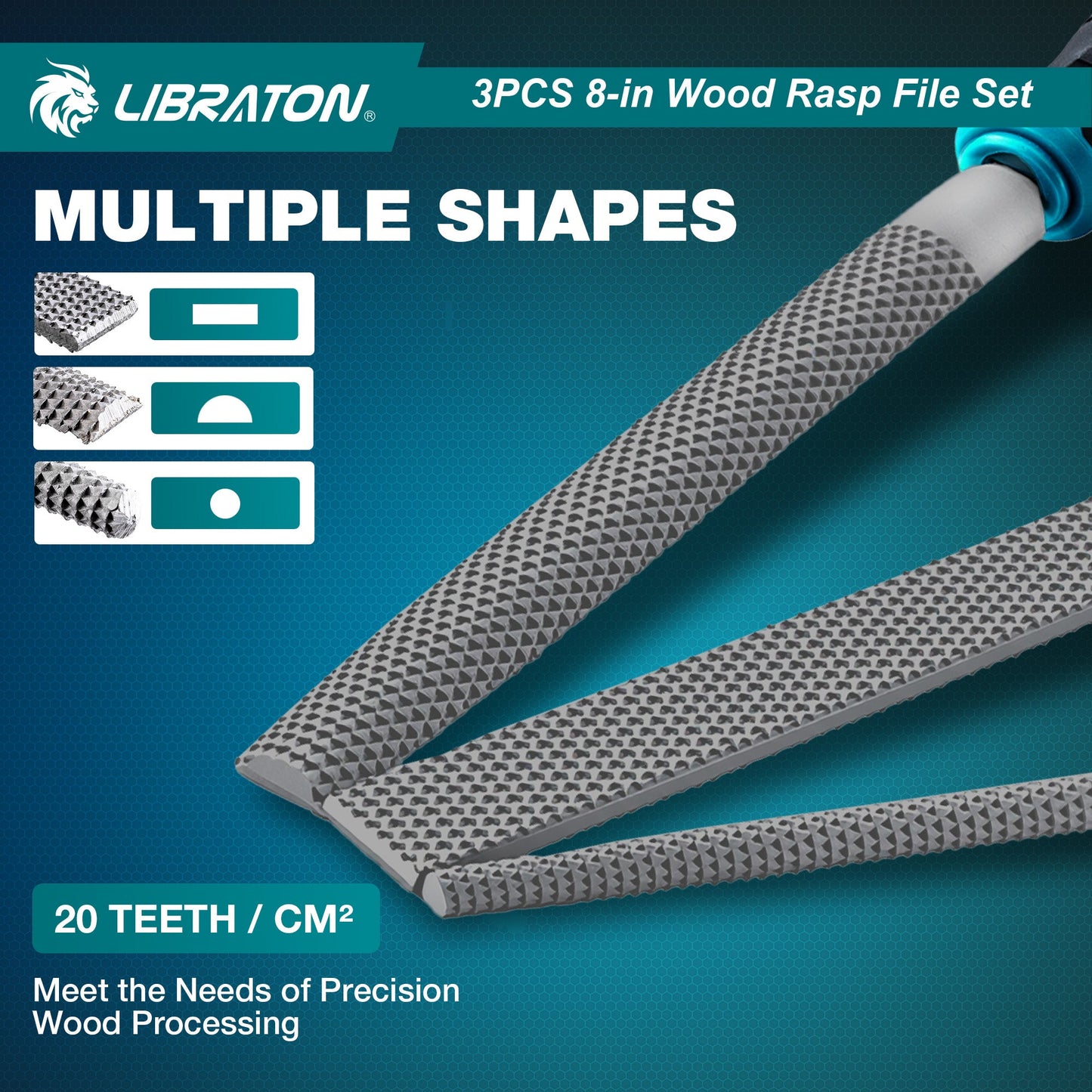 Libraton 3PCS Woodworking Rasp Kit: Flat, Round, Half-Round