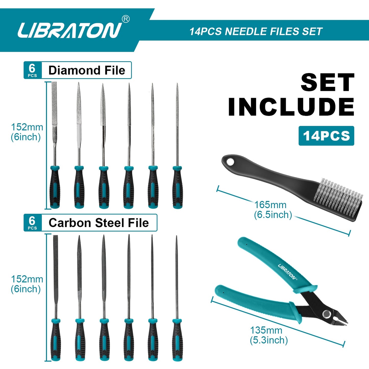 Libraton 14PCS Precision Needle File & Wire Cutter Set