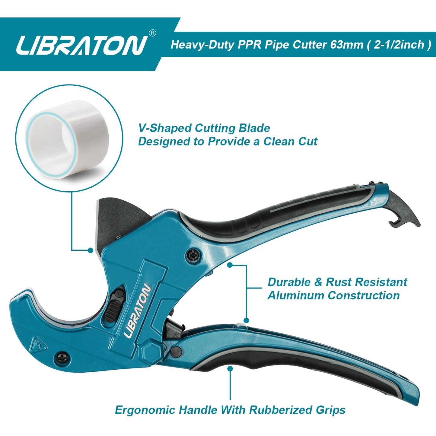Libraton Heavy-Duty Ratchet Cutter – Up to 2-1/2", for PVC, PEX, PPR