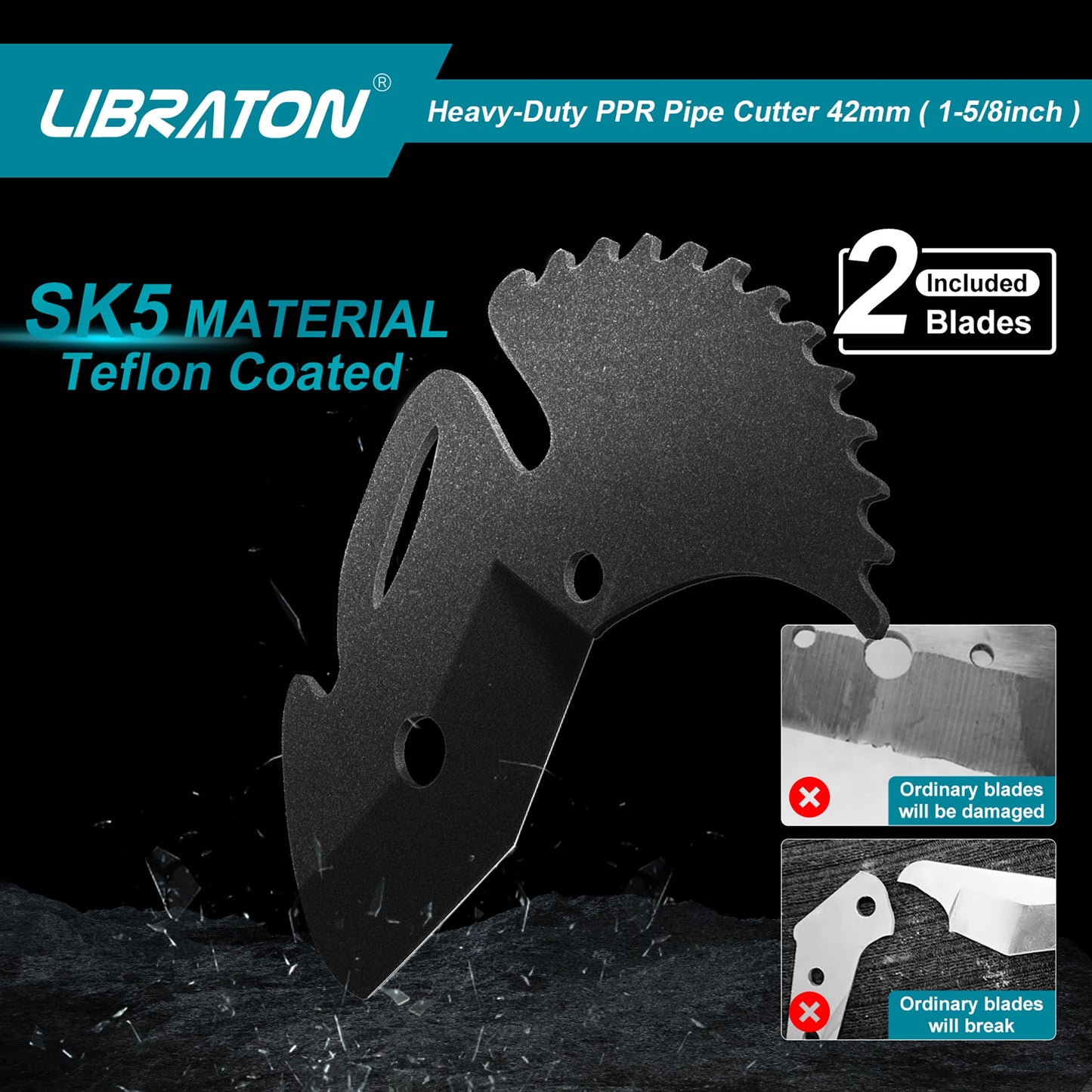 Libraton PVC Cutter – 1-5/8", Ratchet Action, 3 Spare Blades
