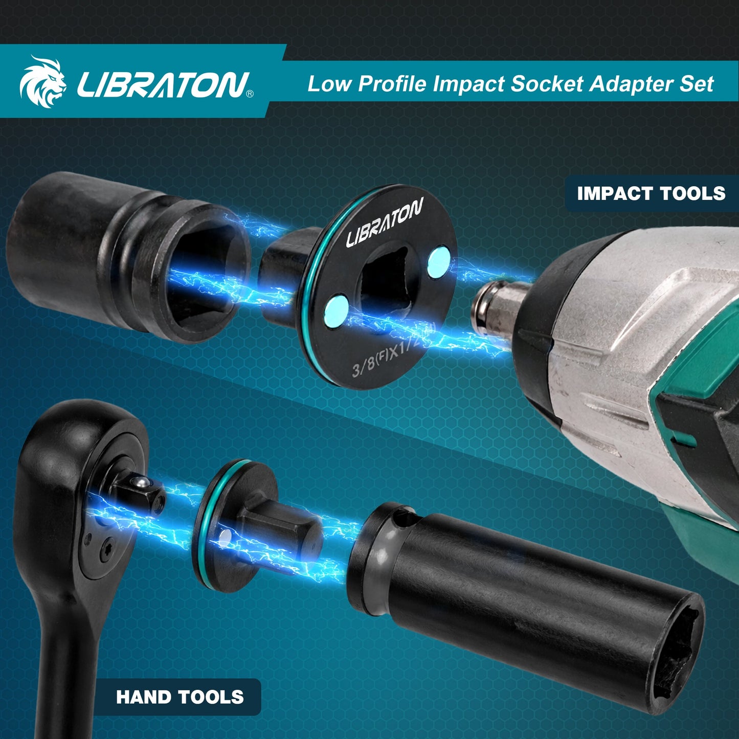 Libraton 5PCS Low Profile Impact Socket Adapter Set, Magnetic Drive Converter