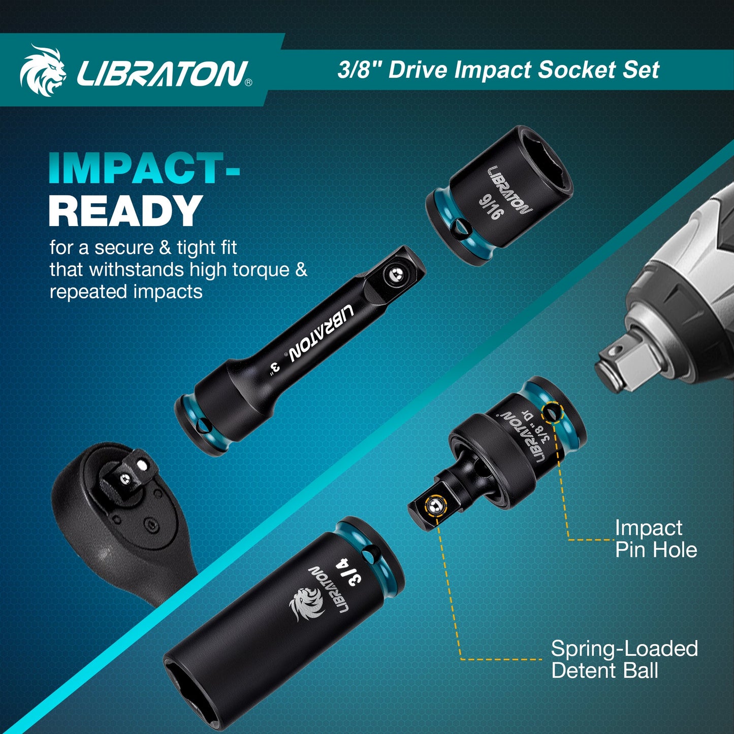 Libraton 90PCS 3/8" Drive Master Impact Socket & Ratchet Set