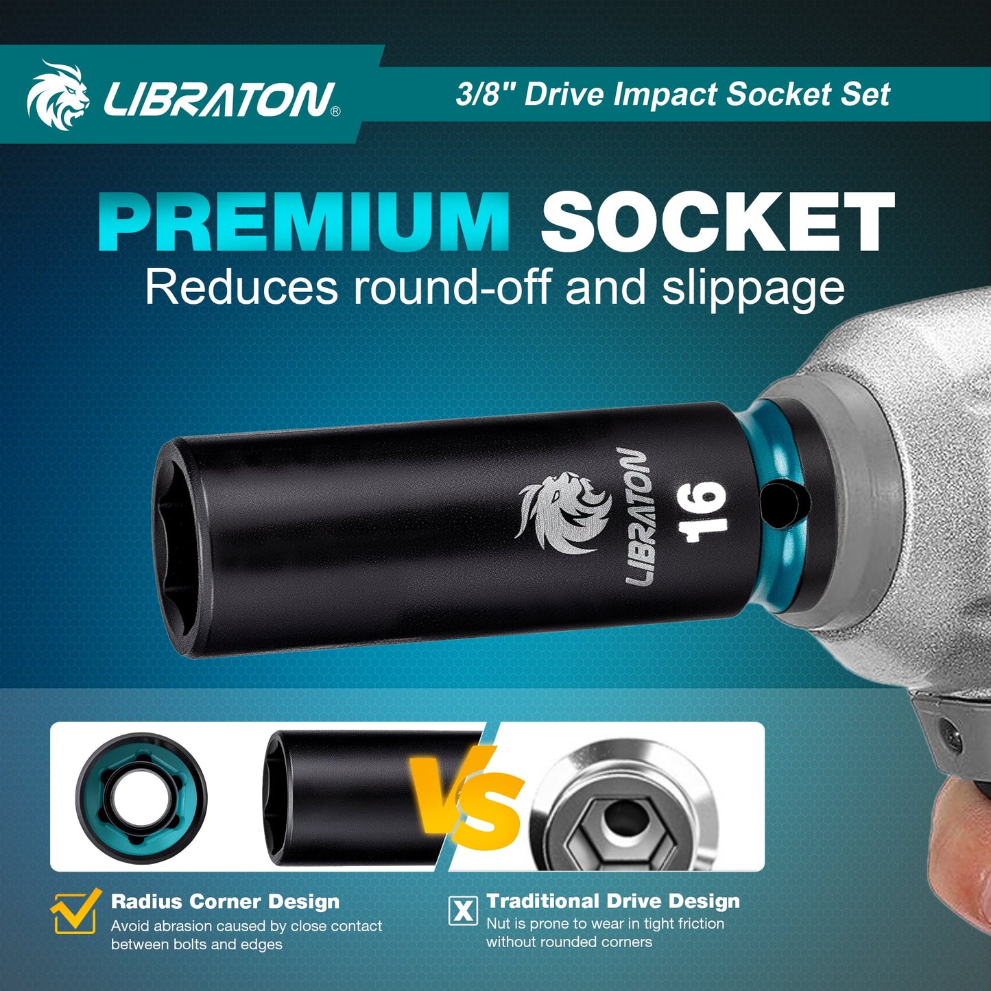 Libraton 90PCS 3/8" Drive Master Impact Socket & Ratchet Set