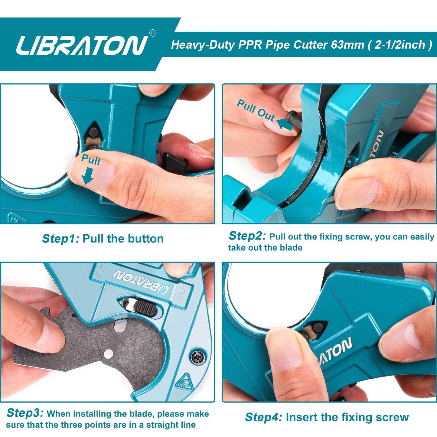 Libraton Heavy-Duty Ratchet Cutter – Up to 2-1/2", for PVC, PEX, PPR