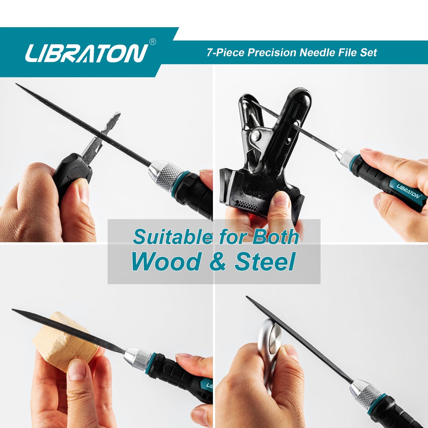 Libraton 6PCS Interchangeable Needle File Set with Quick-Release Handle