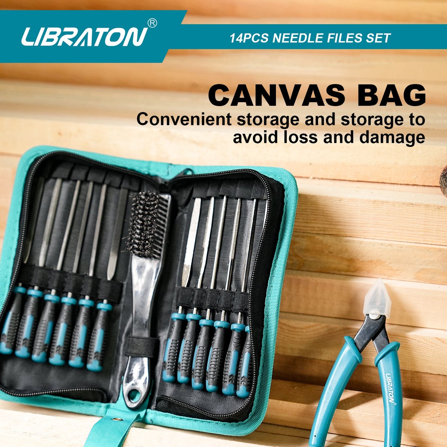 Libraton 14PCS Precision Needle File & Wire Cutter Set