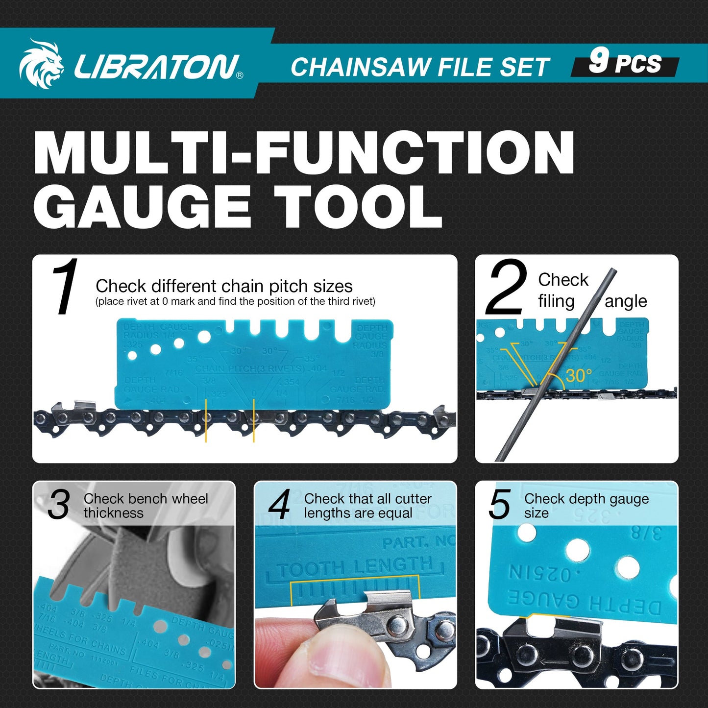 Libraton Professional Chainsaw Sharpener File Kit with Depth Gauge