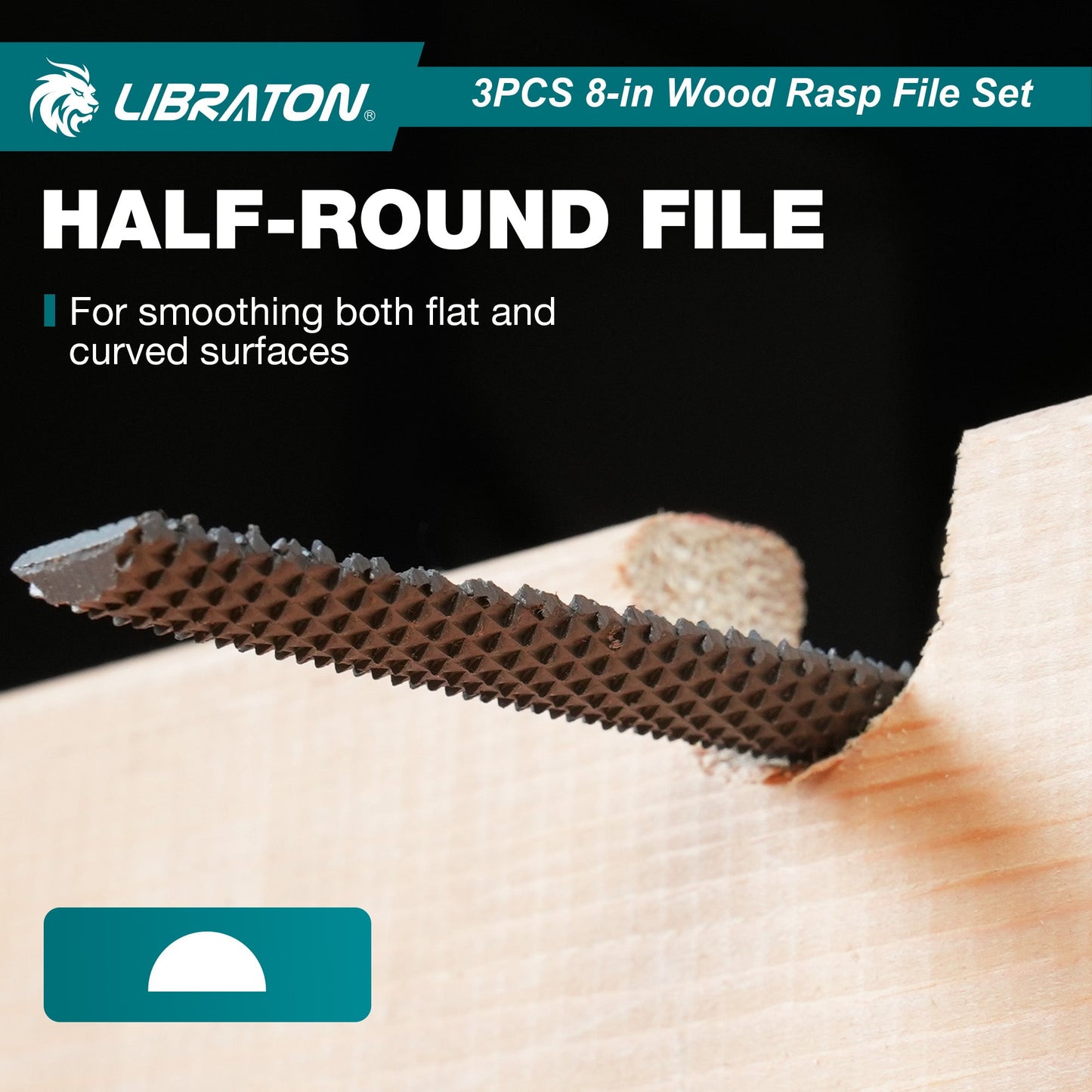 Libraton 3PCS Woodworking Rasp Kit: Flat, Round, Half-Round