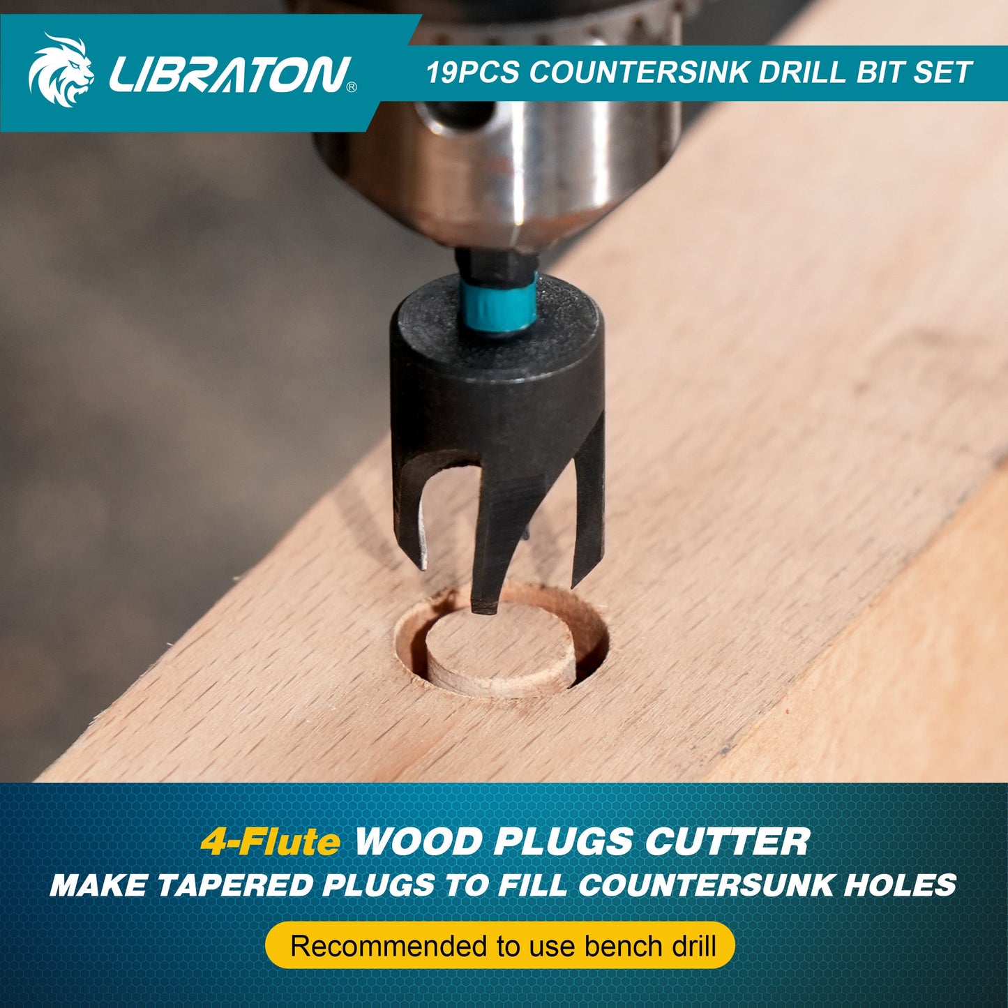 Libraton 19PCS Tapered Countersink Drill Bit Set for Woodworking
