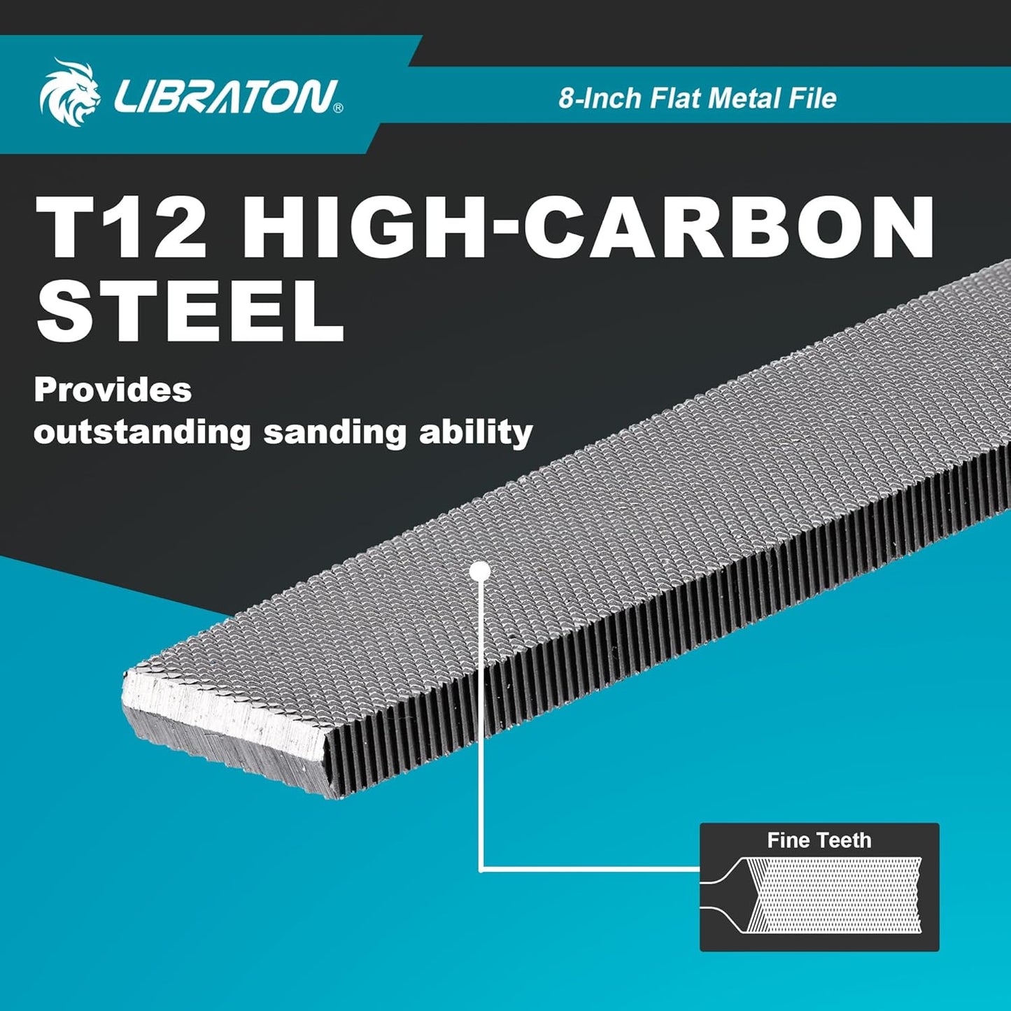 Libraton 8-Inch Professional Flat Metal File, T12 High-Carbon Steel