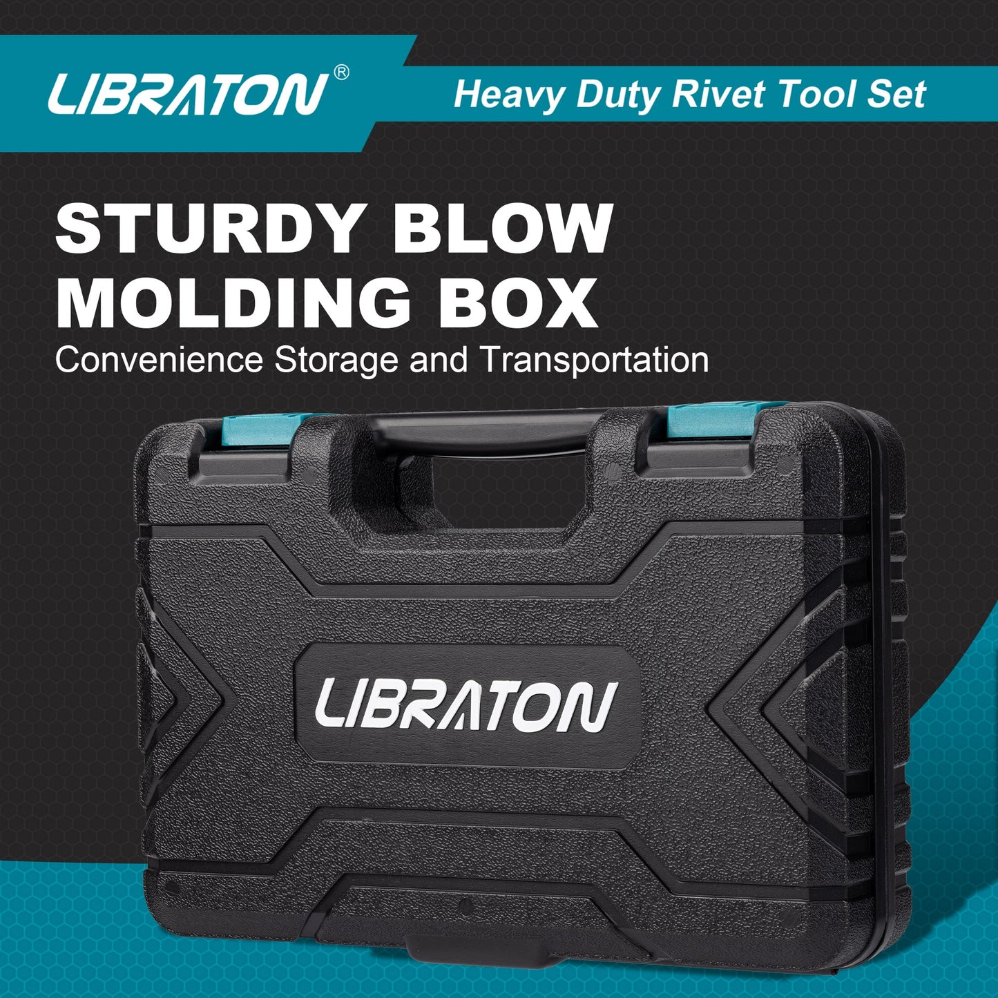 Libraton One-Handed Rivet Gun, Pop Rivet Gun Set, Professional Hand Riveter, Manual Riveting Tool with 200 Rivets for Metal, Includes 4 Drill Bits, 4 Tool-Free Interchangeable Heads, Storage Case