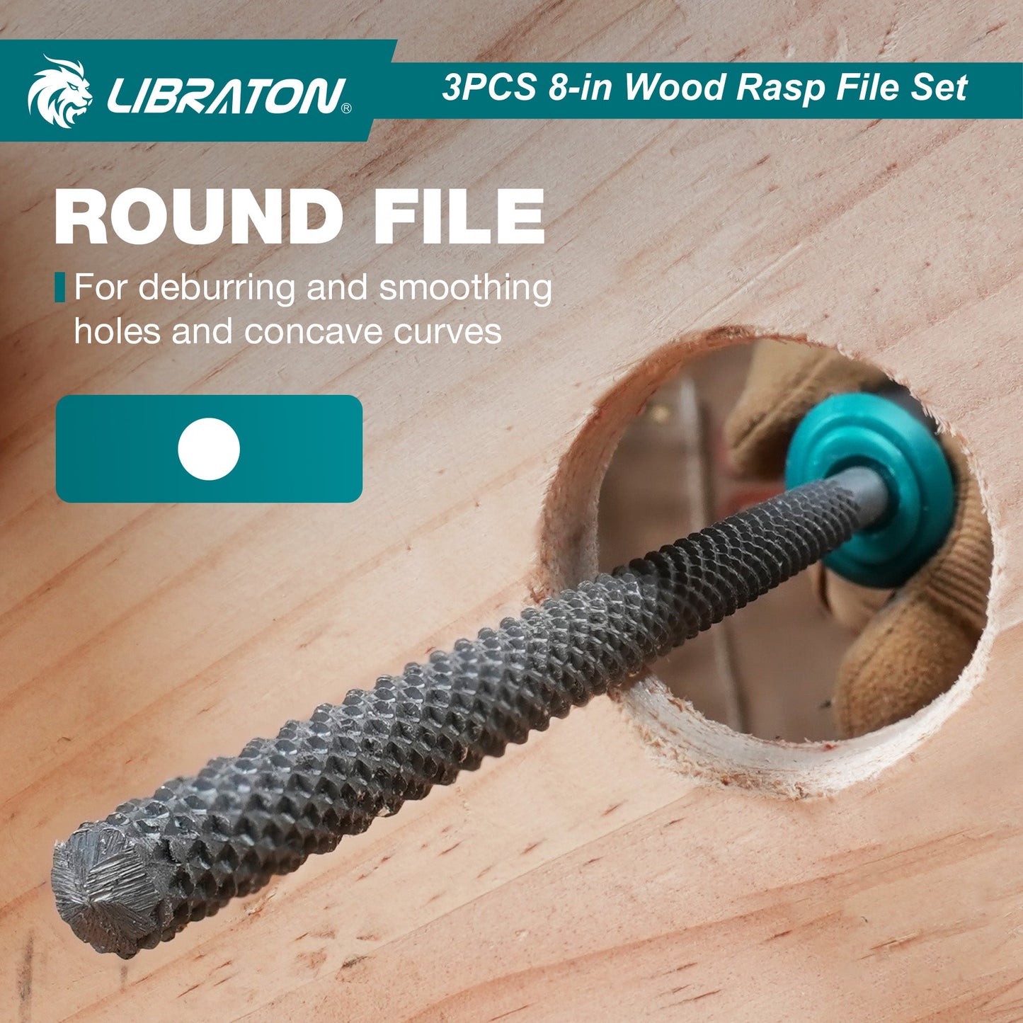 Libraton 3PCS Woodworking Rasp Kit: Flat, Round, Half-Round