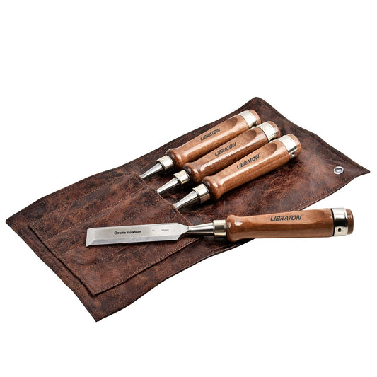 Libraton Chisel Set, 4PCS Wood Chisel Set with Bevel Edge and Ergonomic Handle for Woodworking, Wood Carving, and Sculpting